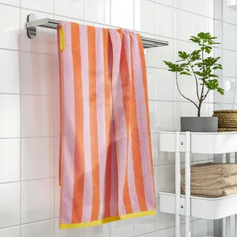 IKEA SLÅNHÖSTMAL Prosop baie, portocaliu/roz dungat, 70x140 cm