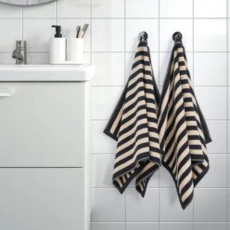 IKEA SLÅNHÖSTMAL Prosop maini, negru/bej deschis dungat, 50x100 cm