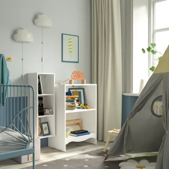 IKEA SMÅGÖRA Masa infasat/biblioteca+1 etajera, alb
