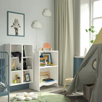 IKEA SMÅGÖRA Masa infasat/biblioteca+2 etajere, alb