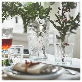 IKEA SMÄLLSPIREA Vaza, sticla transparenta/cu model, 17 cm