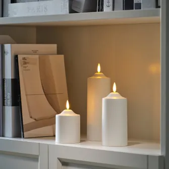IKEA SMÅLOM Lumanare bloc LED, cu baterii alb, 14 cm