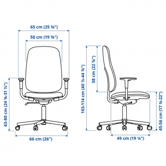 IKEA SMÖRKULL Scaun rotativ cu brate, Gräsnäs rosu
