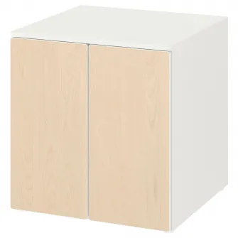 IKEA SMÅSTAD / PLATSA Corp, alb mesteacan/cu 1 polita, 60x57x63 cm