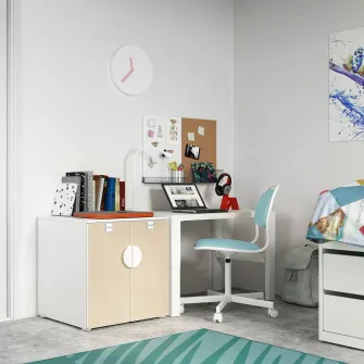 IKEA SMÅSTAD / PLATSA Corp, alb mesteacan/cu 1 polita, 60x57x63 cm