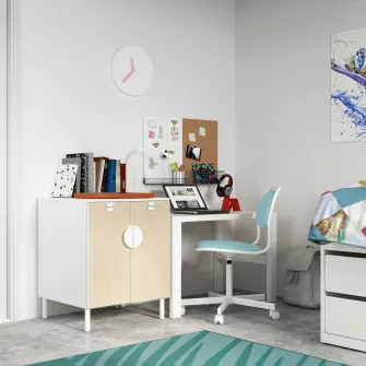 IKEA SMÅSTAD / PLATSA Corp, alb mesteacan/cu 1 polita, 60x57x63 cm