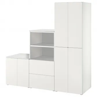 IKEA SMÅSTAD / PLATSA Ansamblu depozitare, alb/alb, 180x57x181 cm