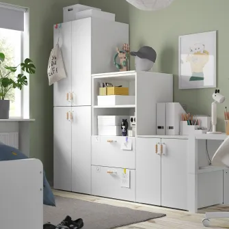 IKEA SMÅSTAD / PLATSA Ansamblu depozitare, alb/alb, 180x57x181 cm