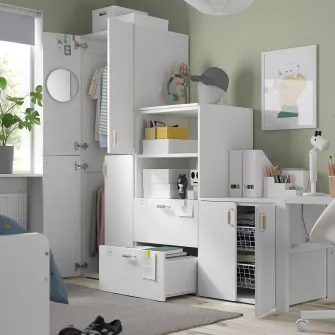 IKEA SMÅSTAD / PLATSA Ansamblu depozitare, alb/alb, 180x57x181 cm