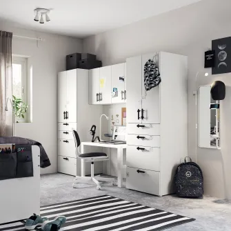 IKEA SMÅSTAD / PLATSA Ansamblu depozitare, alb/alb, 240x57x181 cm