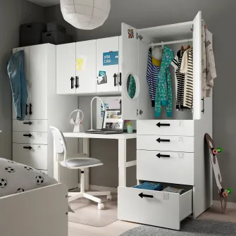 IKEA SMÅSTAD / PLATSA Ansamblu depozitare, alb/alb, 240x57x181 cm
