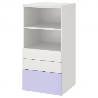 IKEA SMÅSTAD / PLATSA Biblioteca, alb lila/+3 sertare, 60x57x123 cm