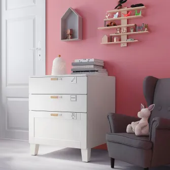 IKEA SMÅSTAD / PLATSA Comoda 3 sertare, alb alb/cu cadru, 60x57x63 cm