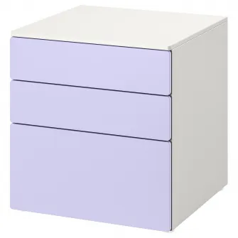 IKEA SMÅSTAD / PLATSA Comoda 3 sertare, alb/lila, 60x57x63 cm