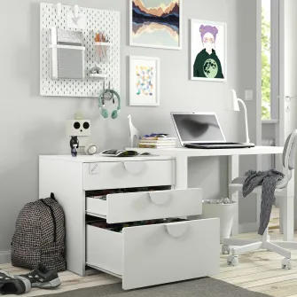 IKEA SMÅSTAD / PLATSA Comoda 3 sertare, alb/verde deschis, 60x57x63 cm