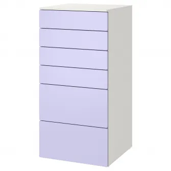 IKEA SMÅSTAD / PLATSA Comoda 6 sertare, alb/lila, 60x57x123 cm