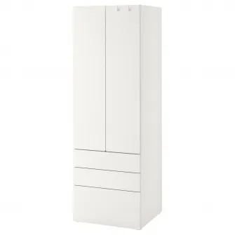 IKEA SMÅSTAD / PLATSA Dulap, alb alb/+3 sertare, 60x57x181 cm