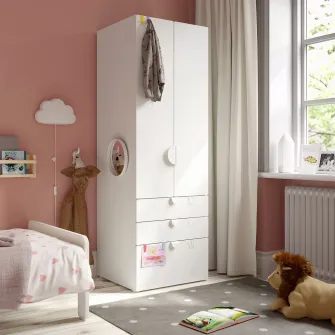IKEA SMÅSTAD / PLATSA Dulap, alb alb/+3 sertare, 60x57x181 cm