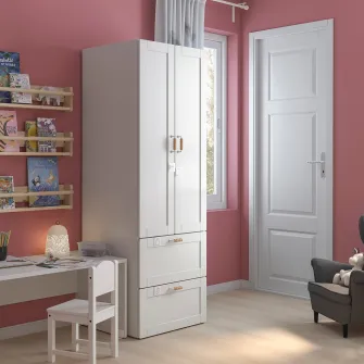 IKEA SMÅSTAD / PLATSA Dulap, alb cu cadru/cu 2 sertare, 60x57x181 cm