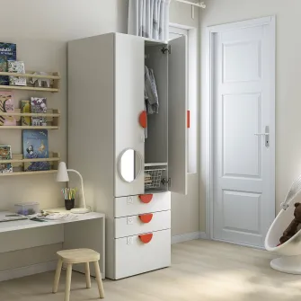 IKEA SMÅSTAD / PLATSA Dulap, alb cu cadru/cu 2 sertare, 60x57x181 cm