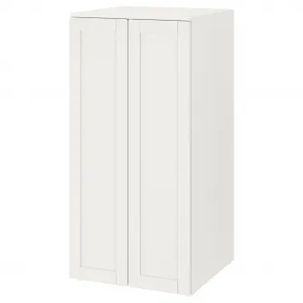 IKEA SMÅSTAD / PLATSA Dulap, alb cu cadru/cu 3 polite, 60x57x123 cm