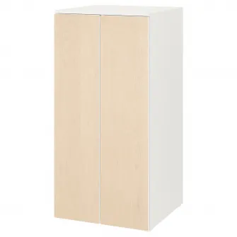 IKEA SMÅSTAD / PLATSA Dulap, alb mesteacan/cu 3 polite, 60x57x123 cm