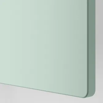 IKEA SMÅSTAD / PLATSA Masa infasat, alb verde deschis/cu biblioteca, 150x79x123 cm