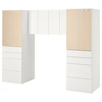 IKEA SMÅSTAD Ansamblu depozitare, alb/mesteacan, 240x57x181 cm