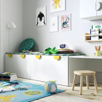 IKEA SMÅSTAD Banca cu depozitare jucarii, alb/alb, 90x52x48 cm