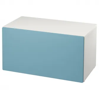IKEA SMÅSTAD Banca cu depozitare jucarii, alb/albastru, 90x52x48 cm