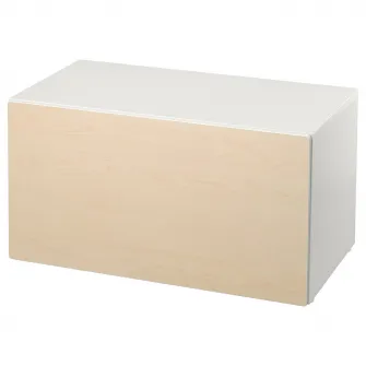 IKEA SMÅSTAD Banca cu depozitare jucarii, alb/mesteacan, 90x52x48 cm