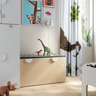 IKEA SMÅSTAD Banca cu depozitare jucarii, alb/mesteacan, 90x52x48 cm