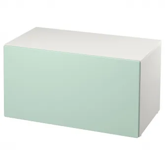 IKEA SMÅSTAD Banca cu depozitare jucarii, alb/verde deschis, 90x52x48 cm