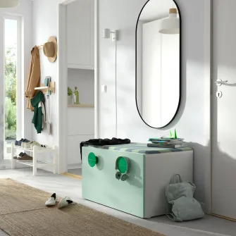 IKEA SMÅSTAD Banca cu depozitare jucarii, alb/verde deschis, 90x52x48 cm