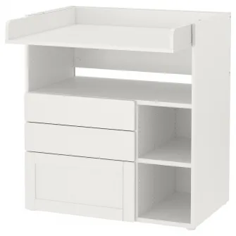 IKEA SMÅSTAD Masa infasat, alb cu cadru/+3 sertare, 90x79x100 cm