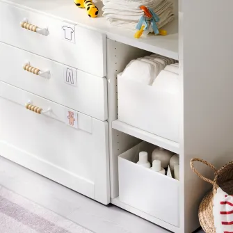 IKEA SMÅSTAD Masa infasat, alb cu cadru/+3 sertare, 90x79x100 cm
