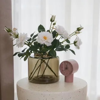 IKEA SMYCKA Floare artificiala, interior/exterior/Trandafir alb, 65 cm