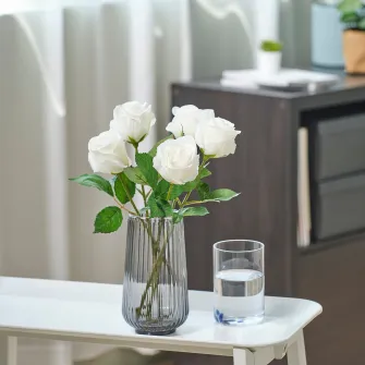 IKEA SMYCKA Floare artificiala, interior/exterior/trandafir alb, 40 cm