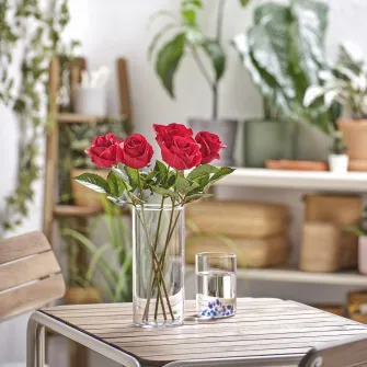 IKEA SMYCKA Floare artificiala, interior/exterior/trandafir rosu, 40 cm