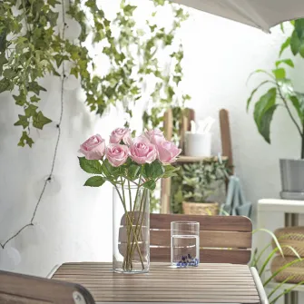 IKEA SMYCKA Floare artificiala, interior/exterior/trandafir roz, 40 cm