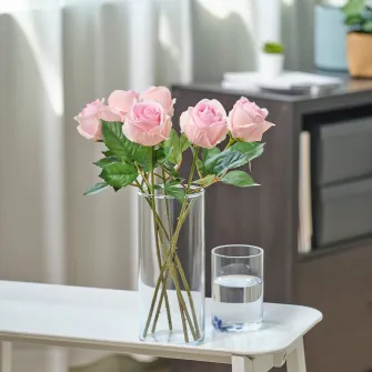 IKEA SMYCKA Floare artificiala, interior/exterior/trandafir roz, 40 cm