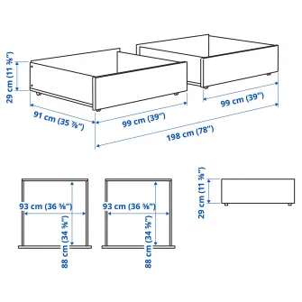 IKEA SMYGA Lada pat, gri, 99x91x29 cm