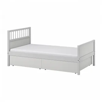 IKEA SMYGA Cadru pat cu depozitare, gri, 90x200 cm