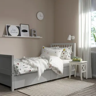 IKEA SMYGA Cadru pat cu depozitare, gri, 90x200 cm