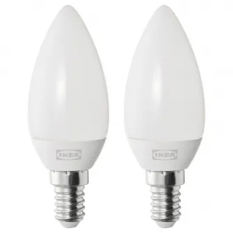IKEA SOLHETTA Bec LED E14 250 lumeni, candelabru/opalin