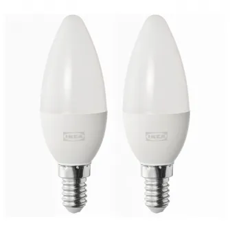 IKEA SOLHETTA Bec LED E14 470 lumeni, candelabru/opalin