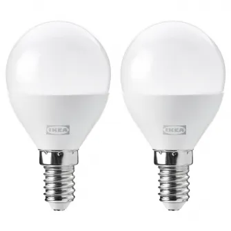 IKEA SOLHETTA Bec LED E14 806 lumeni, intensitate reglabila/glob opalin, 45 mm
