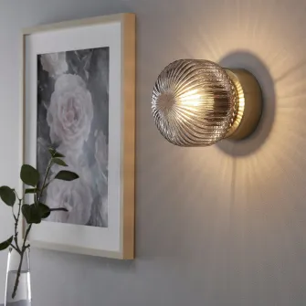 IKEA SOLKLINT Aplica, impamantare, alama/sticla transparenta gri