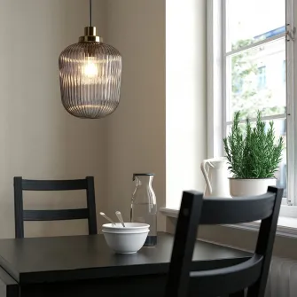 IKEA SOLKLINT Lustra, alama/sticla transparenta gri, 22 cm