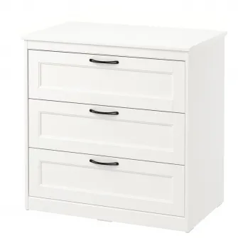 IKEA SONGESAND Comoda 3 sertare, alb, 82x81 cm